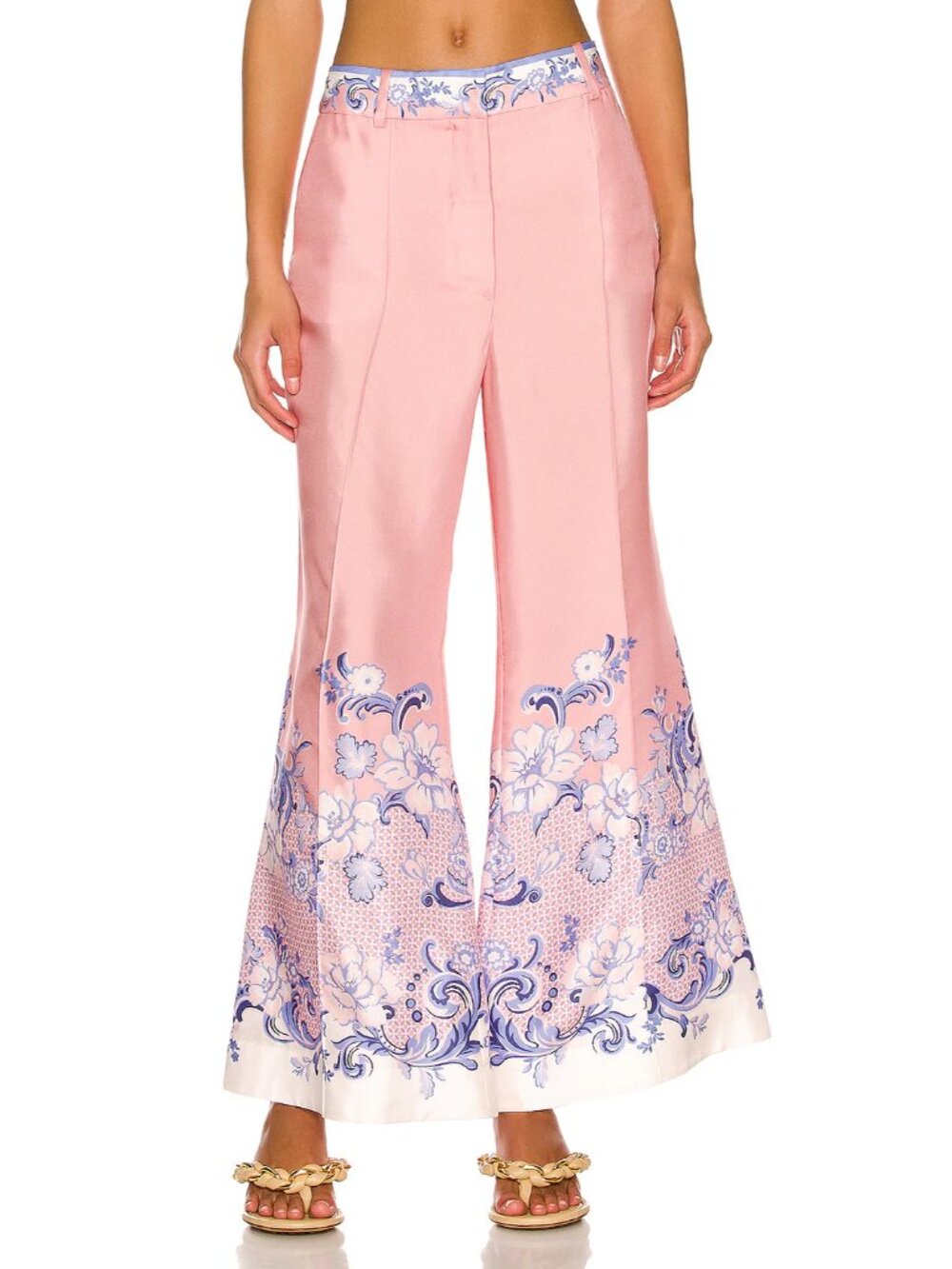 Zimmermann Postcard Kick Flare Pant Swirl Floral Coral Pink AU 2 US 8